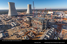 An aerial view of the Vogtle 3 and 4 construction site.