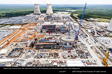 Vogtle 3 and 4 construction site, with units 3 and 4 in the foreground, and operating units 1 and 2 in the background.