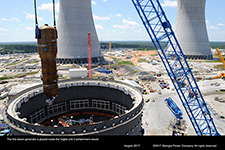 The first steam generator is placed inside the Vogtle Unit 3 containment vessel.