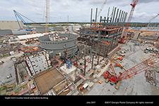 Vogtle Unit 4 nuclear island and turbine building.
