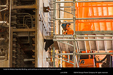 Inside the Module Assembly Building, work continues on the Unit 4 CA20 structural module.