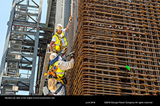 Workers set rebar at the Vogtle 3 and 4 construction site.