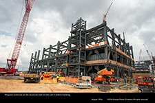 Progress continues on the structural steel on the Unit 4 turbine building.