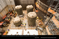 An overhead view of the process tank in hole under CA20 prior to its placement in Unit 4 nuclear island.